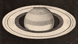 humanoidhistory:  Planet Saturn, observed in the winter of 1855-56, illustrated in a German atlas published by Weimar Geographisches Institut, 1866. (David Rumsey Map Collection)