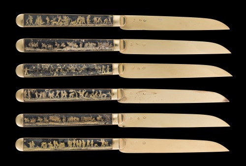  Object of the Week: Set of 24 Gold Dessert Knives with Reverse-Gilded Glass Handles, Pierre Bizos (