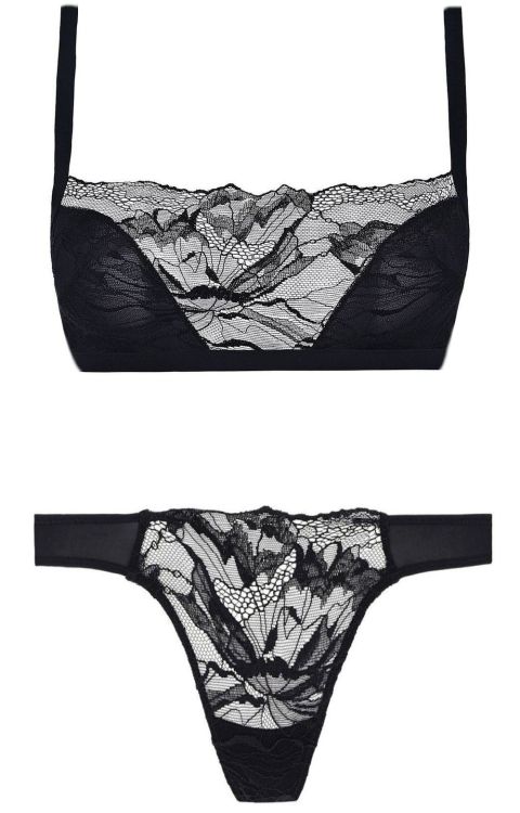 La Perla | Like a Butterfly • bralette set in sheer leavers lace + embroidered tulle