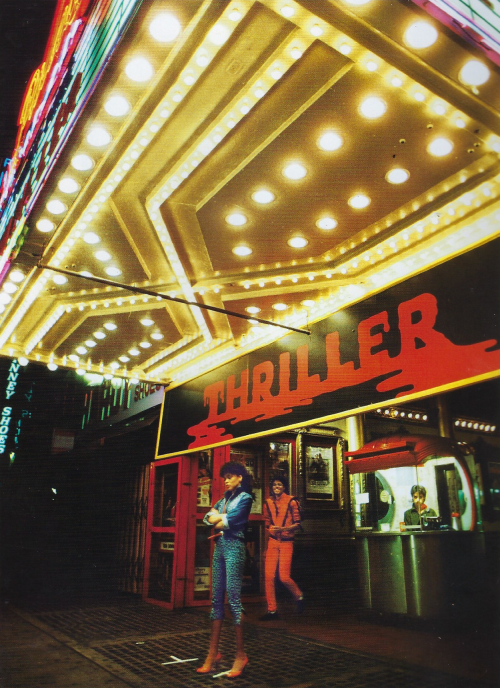 24kblk:michael jackson + ola ray while filming the thriller music video. los angeles, california. october 11, 1983