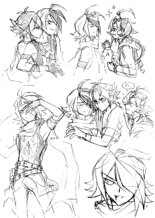 krisakr: YGO sketchbook art dumps pt.6 - VRAINS Lightning x Jin Dischargeshipping (?), the boys from