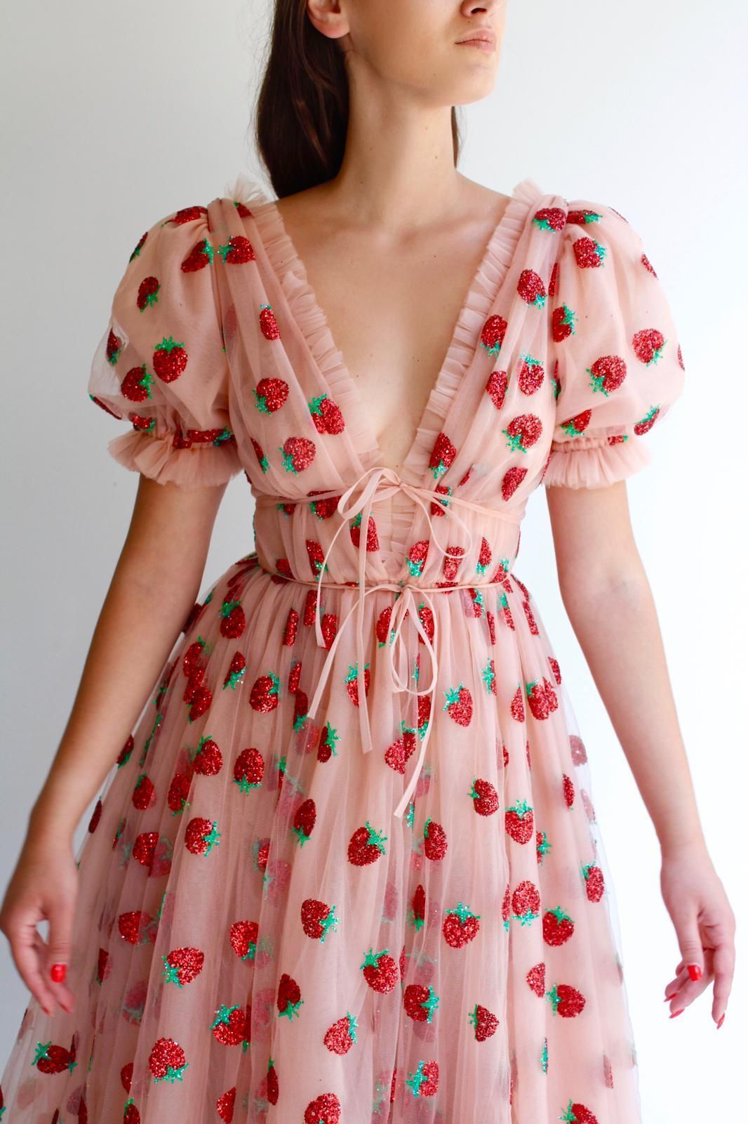 strawberry midi dress ...