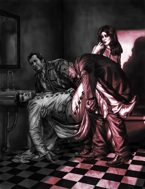 ungoliantschilde:  Lee Bermejo ~ Musician Portraits for XL Magazine, from Italy. This is part 1 of 2. Check out http://leebermejo.blogspot.com.  In the same order I posted them: -Johnny Cash -Bon Scott -Elvis Presley -Michael Jackson -Janis Joplin and