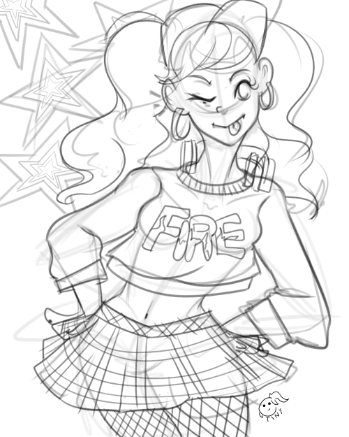 Here is an Ann Takamaki draft i did for practicing new brushes , i’m in love with her dancing outfit