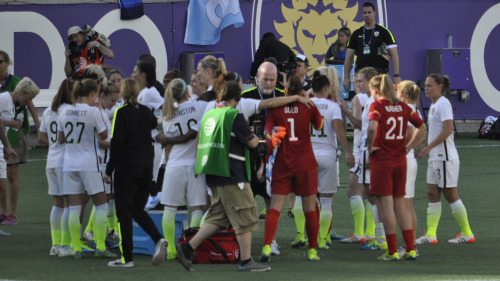 usswnt:  Ali Krieger and Ashlyn Harris - USA vs Brazil - USWNT Victory Tour - Orlando Citrus Bowl, 10/25/2015  