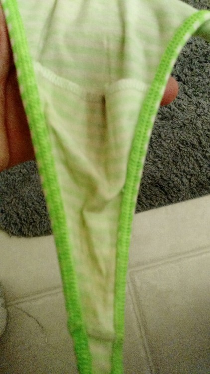 orchidraine:  Over the last few days this lime green thong has become quite stained and soaked >. 