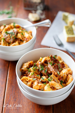 do-not-touch-my-food:    Tortellini with Chunky Beef Sauce  