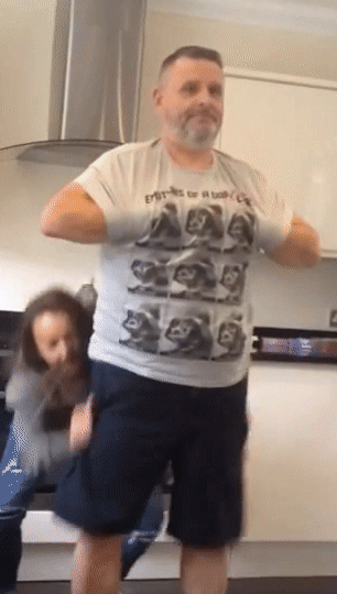 menembarrassed: Fat daddy pantsed by young woman [PANTSED, TINY, OPEN BUTTHOLE] - This one is hilarious. He is getting his hands shoved into his shirt by a woman, thinking he is doing a dance trick. She then pulls down his pants and his tiny cock and smal
