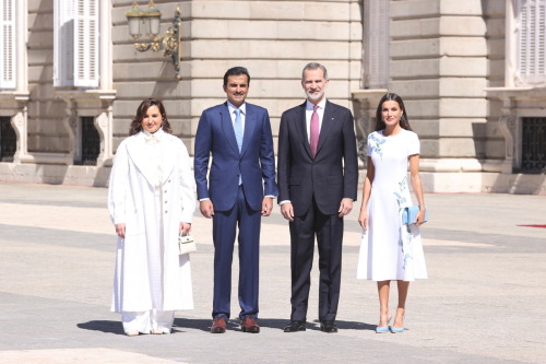 May 17, 2022: King Felipe and Queen Letizia offer an official welcome to Sheikh Tamim bin Hamad Al T