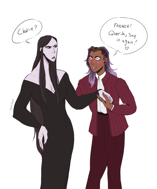 jackieyaky: Okay I know y’all liked McHanzo as   Morticia and Gomez   , but please also consider these two as a fabulous Addams couple:  
