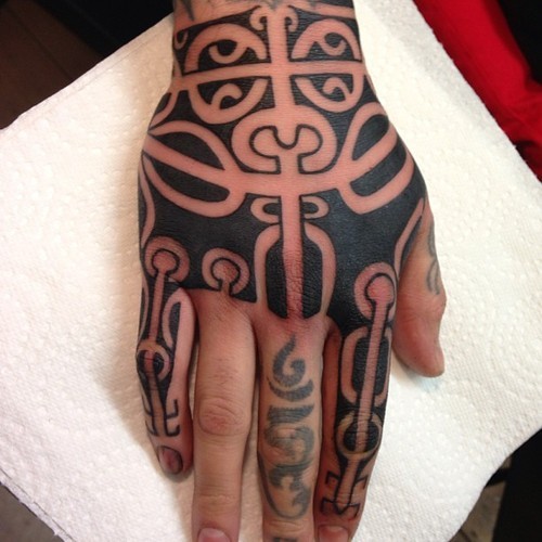 Marquesan Hand Tattoo by Chris Higgins Higgins and Co Tattoo , Eastbourne,England