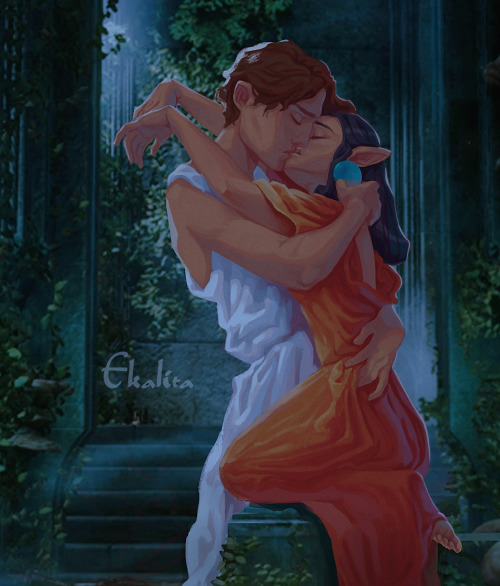  Kiss in the elvish garden  (*¯ ³¯*)♡ (´ε｀)  night versionMy oc elven Inquisitor Thia Lavellan and h