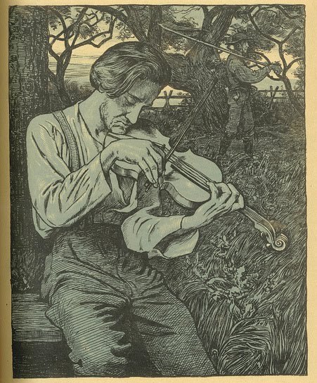 Hans Thoma (German, 1839-1924), Der Geiger [The Fiddler]. Three-colour lithograph.