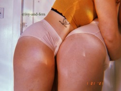 ivy-and-fern:She decided to take pics with me!  And then we realized we were wearing the same exact undies!!!  (They didn’t stay on for much longer after these pics were taken ;))- Ivy 🌲🌲🌲