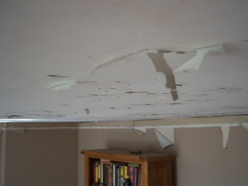 I’ve vanquished one of my major house nemeses: the shittily papered living room ceiling. The p