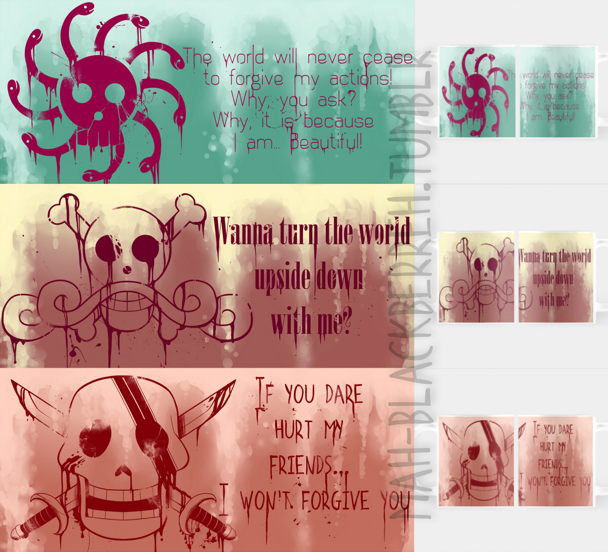 mah-blackberreh:  Hey guys! Redbubble finally made mugs a thing! I’ve added all