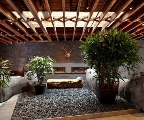 designopium:  Deliciously dark and rustic courtyard