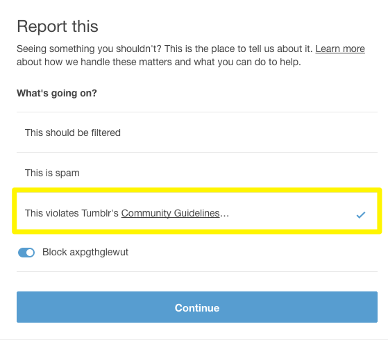 How to report bots that reblog your posts and inject their own links