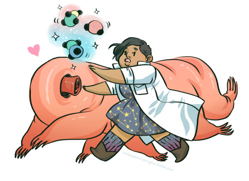 rockpaperscissorsglue: my witchsona, the physics witch. a slight change from juggling knitwear last 