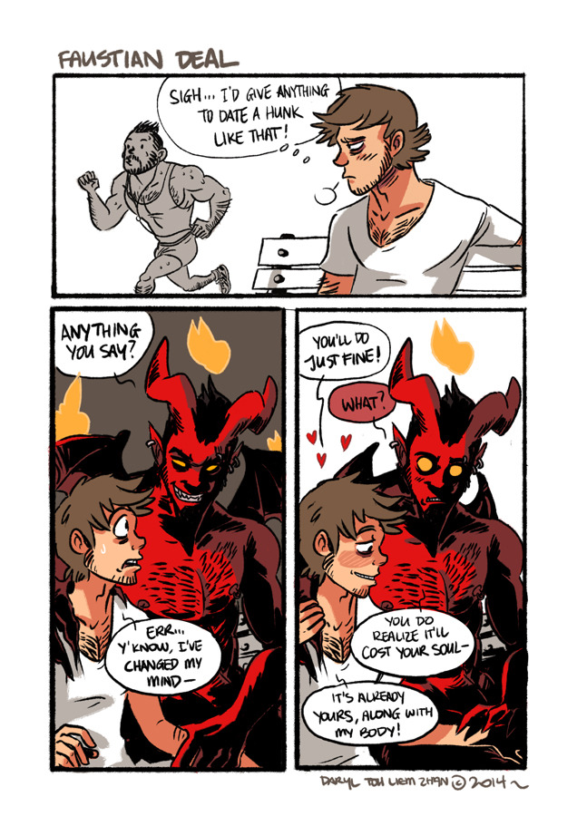 sassy-gay-justice:  everydaycomics:  Be careful what you wish for…?   Devil is