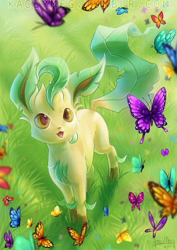 kaceymeg:  #470 Leafeon/Leafia   The younger they are, the more they smell like fresh grass. With age, their fragrance takes on the odor of fallen leaves.   Watch the creation of this artwork here  https://youtu.be/k9RTTHQFoHY  ^w^