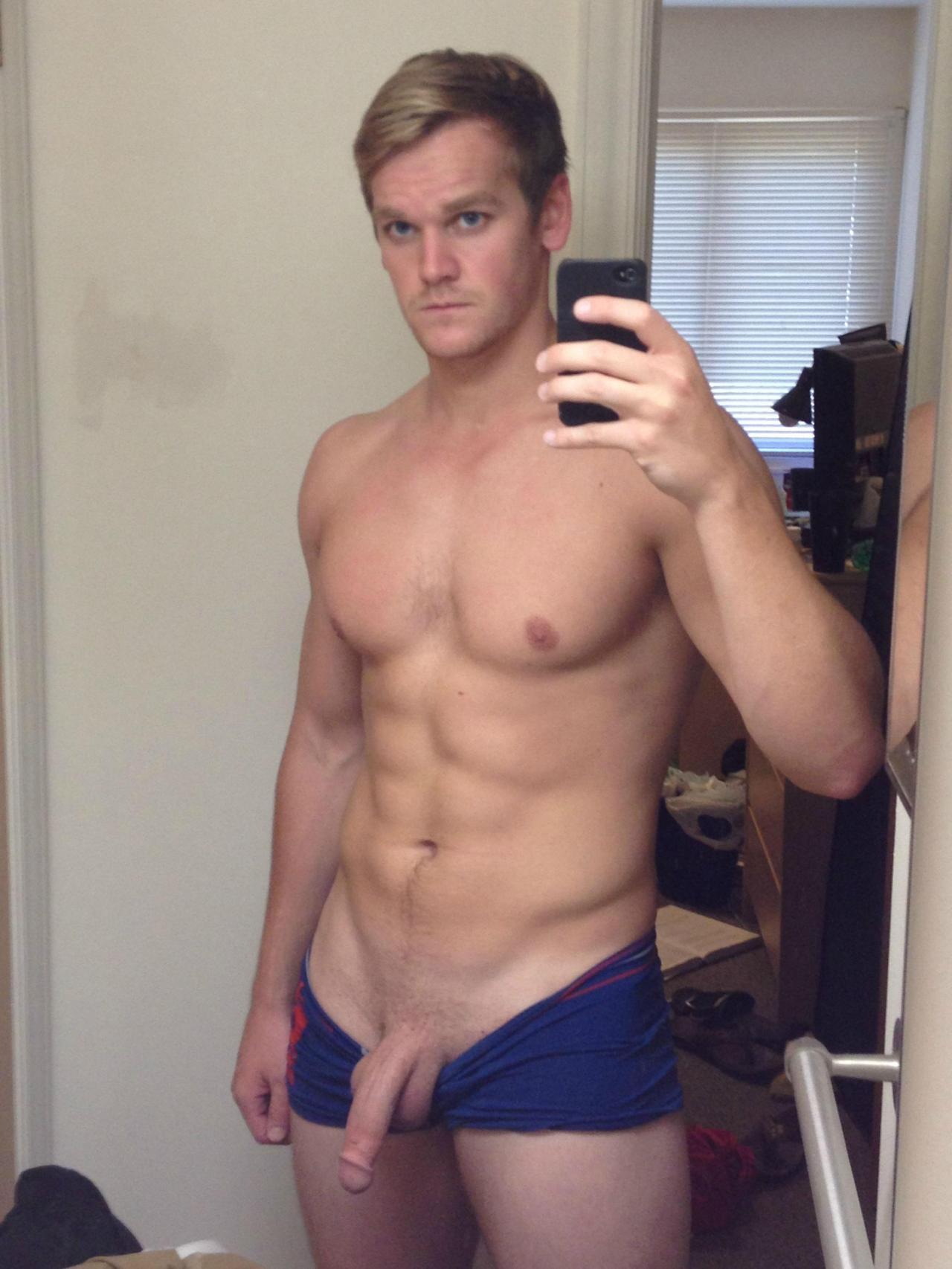 lovecircumcisedmen:  amateur hot blond dude showing his lovely long dick.