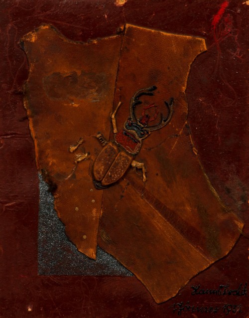 Hanns Kralik (1900-1971) — Beetle  [mixed media with leather and paint on board, 1931]