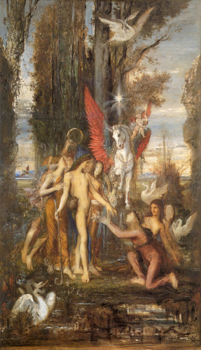 gustave-moreau:Hesiod and the Muses, 1860, Gustave MoreauMedium: oil,canvas