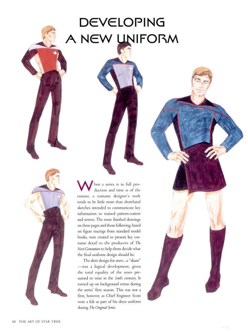 stra-tek:If you don’t know, you should know: These are William Ware Theiss’ original uniform designs for Star Trek: The Next Generation (The Art of Star Trek by Judith and Garfield Reeves-Stevens, 1997)