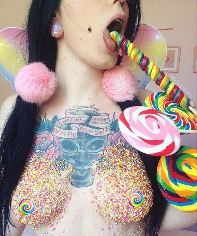 babygirl-blood: Today Daddy covered me in sprinkles and dressed me as a sugar nymph