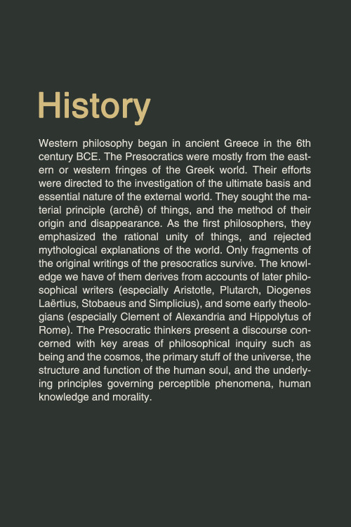 fyp-philosophy:Pre-Socratic philosophy Reference: Presocratic Philosophy, Stanford Encyclopedia of P