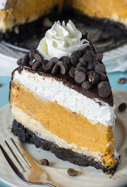 delicious-food-porn:  Pumpkin Chocolate Cheesecake with Oreo Crust  Yum