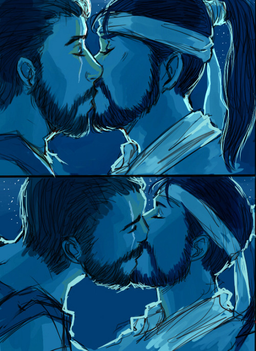 robotnoire: Drew these kisses because I was inspired by this amazing fanfic!  I had no idea I would 
