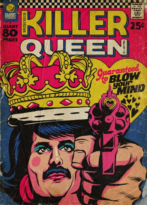 geekynerfherder:Freddie Mercury / comic mashups by Butcher Billy Available as prints and tees thro