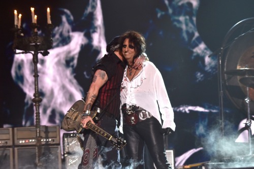 The Hollywood Vampires rocking on stage, 5 years ago, on February 15, 2016 while performing “As Bad 