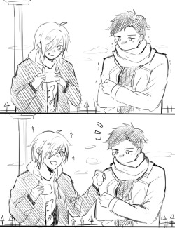 saionjiakane: Sharing Pirozhki to make it less colder, but it was Yurio’s smile that make Otabek felt wamer   _(┐「ε:)_♡   And I fell deeper into this hell _(°ω°｣ ∠)_ 