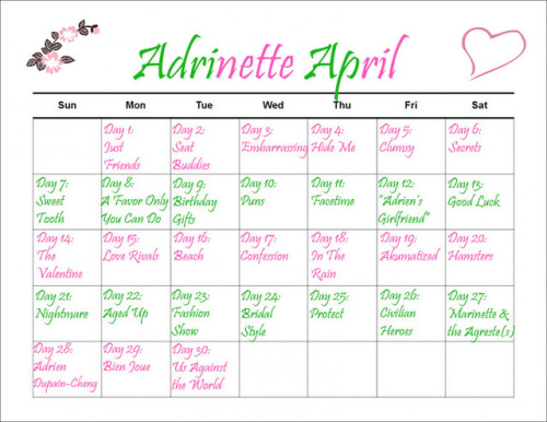 adrinetteapril: Announcing Adrinette April 2019!! It is happening this year too! The prompts this ye