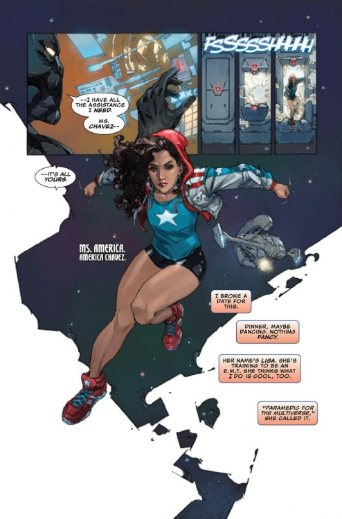 vejigante:Preview for Next week’s Avengers #0. America has a girlfriend named Lisa now, looking forw