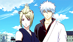 notthepajamas:    GINTAMA: favourite relationships → [Gintoki + Tsukuyo] ↳ T: So if you lose, you also take something off. Like your skin.   G: Lady, look up the word “fair” in the dictionary and circle it!  