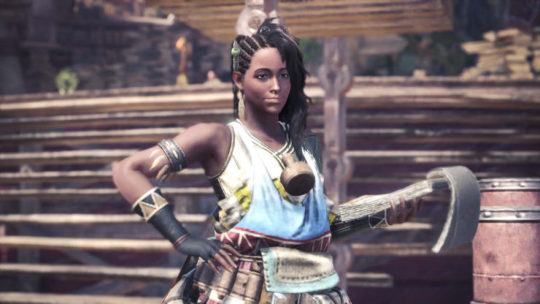 oh my god I want toget fucked by the badass field tracker woman in Monster Hunter SO BADUGHHHH THIS HOT OLD FOXBUT THEN ALSO WE GET THESE SMOKING LADIES TOOthe handler is cute too but she ain’t got shit on these sexy!! powerful!! women!! I’m thirsty