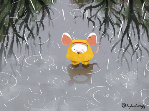 When I feel sort of stuck creatively tend to turn to rainy day scenes. Here’s a little mouse i