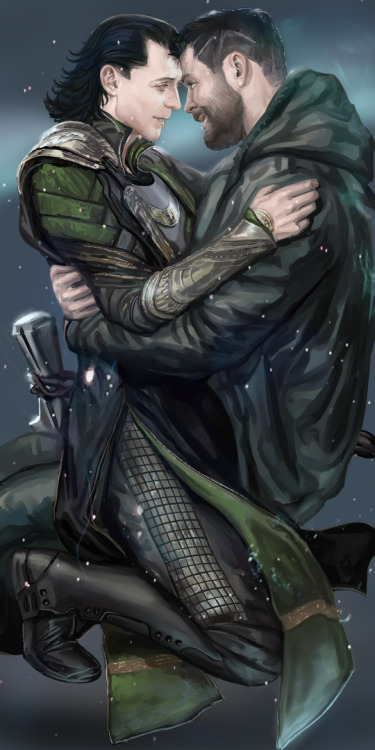aivelin:Commission of A4 Thor finding A1 Loki by @ao3feed-thorki Thorki is all!