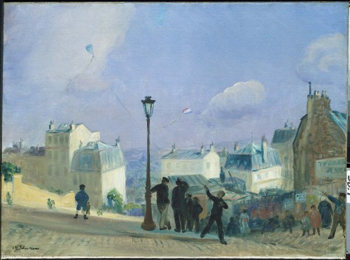 lawrenceleemagnuson:  TOP  William James Glackens (USA 1870-1938)STUDY for ‘Flying Kites, Montmartre’ (1906)Museum of Art Fort Lauderdale, Florida, USABOTTOM  William James Glackens (USA 1870-1938)Flying Kites, Montmartre (1906)oil on canvas 60.23