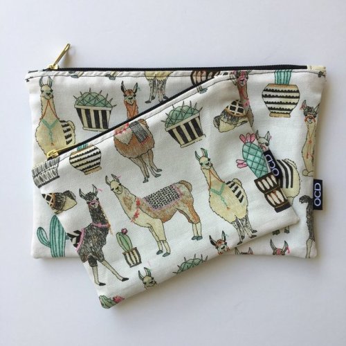 Llama & Cactus Zipper Pouch //OCDrawstrings