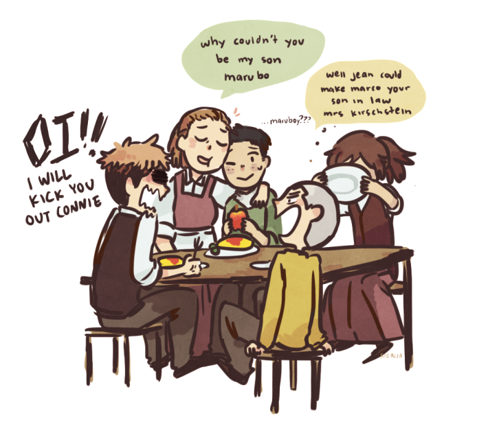 kierlia:  jean brings his friends when he visits his mom he regre ts it 