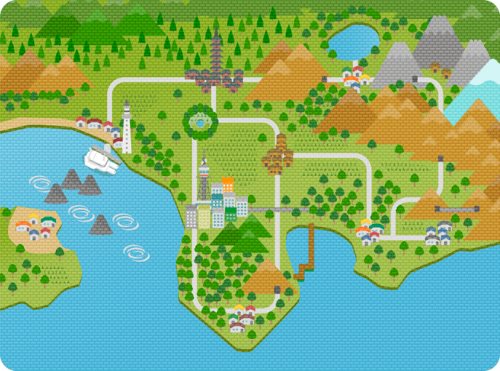 ochazuke-yokochou:[Pokemon region maps: Kanto, Johto, Hoenn, Sinnoh, Unova and Kalos]