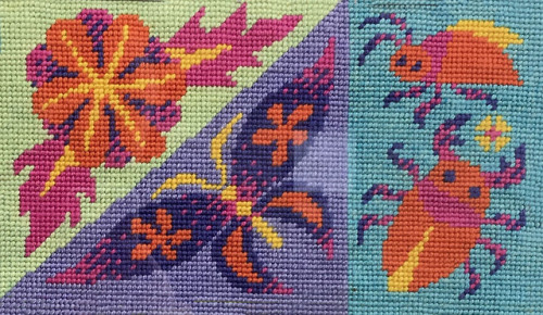 I finally took this big needlepoint piece out for a photoshoot! This is from my show Menagerie. The 