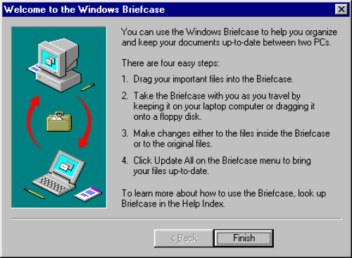 never-obsolete:  Windows 98 - Welcome to Briefcase