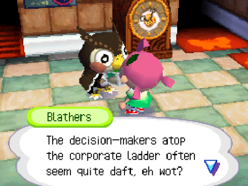 Blathers is a museum director. Large, prestigious museums often have boards of trustees that control