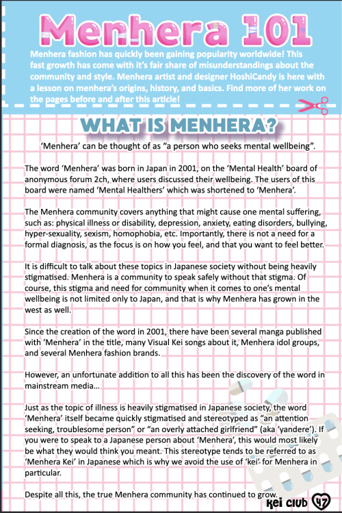 In Case You Haven't Seen It Yet, Here's The Menhera 101 Article By HoshiCandy From Kei Club Issue 3.
